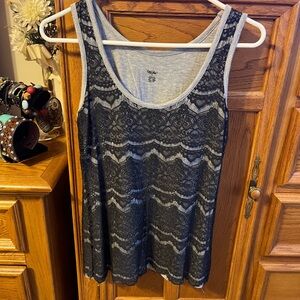 Mossimo Supply Co. Black and Gray Lace Tank Top